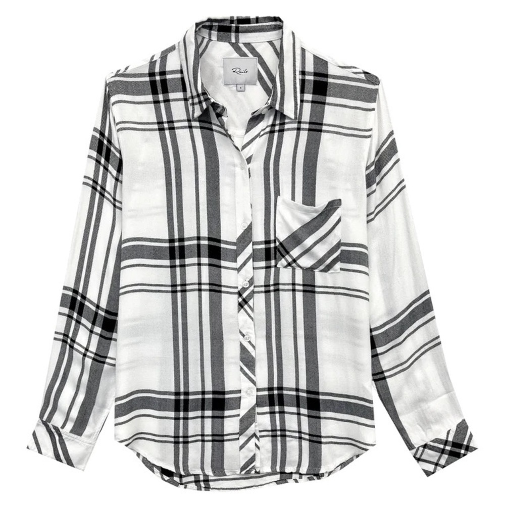 Rails White & Black Flannel Long-sleeve Plaid Buttondown Hunter Shirt Bone Black